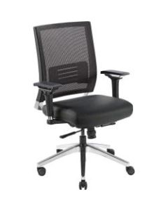 Lorell Executive Multifunction Mesh/Ergonomic Bonded Leather Swivel Chair, Black