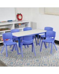 Flash Furniture Plastic Height-Adjustable Activity Table with 6 Chairs, 23-1/2inH x 23-5/8ft"W x 47-1/4ft-d, Blue