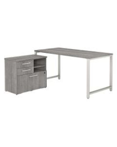 Bush Business Furniture 400 Series 60inW x 30inD Table Desk With Storage, Platinum Gray, Premium Installation