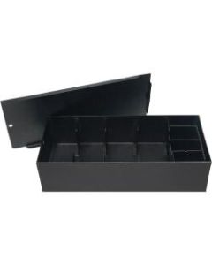 Nadex Coins Steel 5-Compartment Currency Tray with Coin Tray Insert and Lockable Cover - Stainless Steel, Plastic, Metal - Black - 7in Height x 15.4in Width