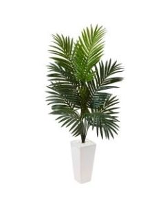 Nearly Natural 4-1/2ft Polyester Artificial Kentia Palm Tree with Tower Planter, Green/White