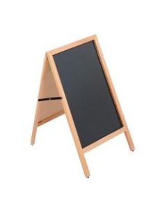 Azar Displays 2-Sided A-Frame Chalkboard, 30 3/4in x 23 1/2in, Oak Wood Frame