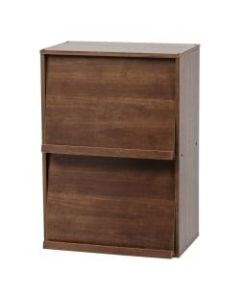 IRIS Wood Shelf With Pocket Doors, 2-Tier, Brown