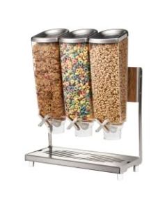 Rosseto Serving Solutions EZ-PRO Dry Food Dispensers, 3-Container, Tabletop Stand With Catch Tray, 384 Oz, Stainless