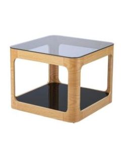 SEI Dormington 2-Tier End Table, 18-1/4inH x 23inW x 23inD, Natural/Smoke