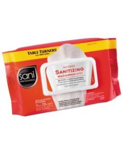 Sani Professional Table Turners No-Rinse Sanitizing Multi-Surface Wipes, 9in x 8in, 25.63 Oz, 72 Wipes Per Pack, Carton Of 12 Packs