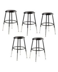 National Public Seating 6400H-10 Adjustable-Height Stools, 19inH, Black, Set Of 5 Stools