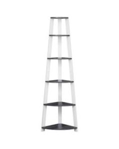 Monarch Specialties 5-Shelf Corner Bookshelf, Gray/White
