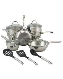 Oster Ridgewell 13-Piece Cookware Set, Silver