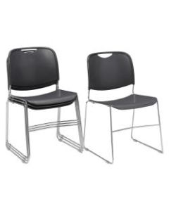 National Public Seating 8500 Ultra-Compact Plastic Stack Chairs, Gunmetal/Chrome, Set Of 4 Chairs