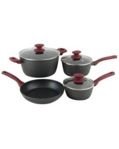 Gibson Home Marengo 7-Piece Cookware Set, Red/Matte Gray