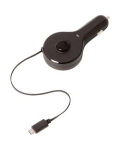 ReTrak Premier Car Charger with Retractable Cable with Micro USB Connector - 12 V DC Input - 5 V DC/2.40 A Output