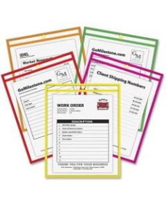C-Line Neon Shop Ticket Holders, Stitched - Assorted, 5 Colors, Both Sides Clear, 9 x 12, 10/PK, 43920
