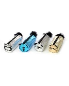 Inkology Sequin Pet Pencil Pouches, 3inH x 3inW x 8inD, Assorted Colors, Pack Of 8 Pouches