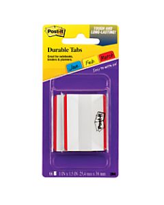 Post-it Notes Durable Filing Tabs, 2in, Red, Pack Of 50 Tabs