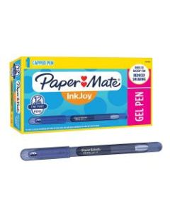 Paper Mate Inkjoy Gel 600ST Stick Pens, Fine Point, 0.5 mm, Blue Barrel, Blue Ink, Pack Of 12