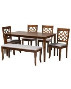 Baxton Studio Dori Dining Set, 37-7/16inH x 29-1/8inW x 59-1/16inD, Gray/Walnut Brown