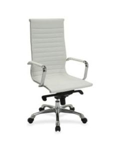 Lorell Modern Ergonomic Bonded Leather High-Back Chair, White