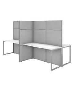 Bush Business Furniture Easy Office 60inW 4-Person Cubicle Desk Workstation With 66inH Panels, Pure White/Silver Gray, Premium Installation