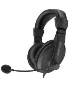 Ergoguys Black Lightweight Headset with Adjustable Mic - Mini-phone (3.5mm) - Wired - 9 Ohm - 10 Hz - 20 kHz - Over-the-head - Ear-cup - 3.94 ft Cable - Omni-directional Microphone - Black