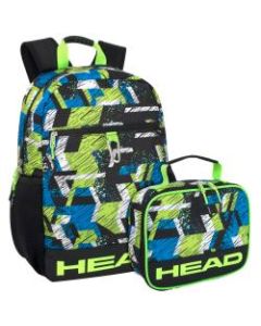HEAD Sporty Backpack And Lunch Bag Set, Blue/Black/Green