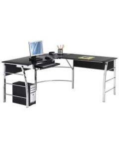 Realspace Mezza 62inW L-Shape Corner Desk, Black/Chrome