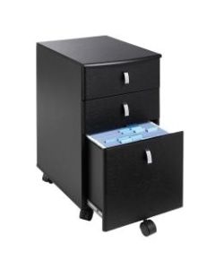 Realspace Mezza 19inD Vertical 3-Drawer Mobile File Cabinet, Black/Chrome