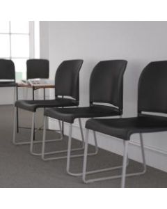 Flash Furniture HERCULES Series Full-Back Contoured Stack Chairs, Black/Silver, Set Of 5 Chairs