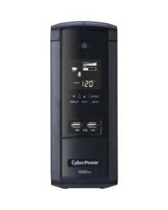 CyberPower BRG1000AVRLCD Intelligent LCD UPS Systems - 1000VA/600W, 120 VAC, NEMA 5-15P, Mini-Tower, 10 Outlets, LCD, PowerPanel Personal, $350000 CEG, 5YR Warranty