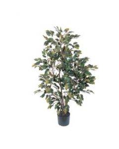 Nearly Natural 4ftH Silk Ficus Tree With Pot, Green