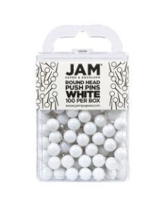 JAM Paper Colorful Push Pins, 1/2in, White