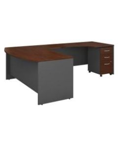 Bush Business Furniture Components 72W Bow Front L Shaped Desk With 72W Right Handed Return And 3 Drawer Mobile File Cabinet, Hansen Cherry, Premium Installation
