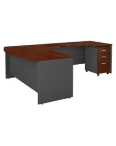 Bush Business Furniture Components 72W Bow Front L Shaped Desk With 72W Right Handed Return And 3 Drawer Mobile File Cabinet, Hansen Cherry, Standard Delivery