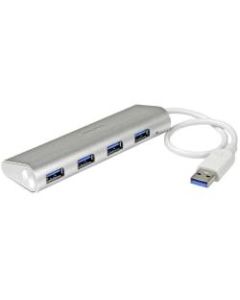 StarTech.com 4 Port Portable USB 3.0 Hub with Built-in Cable - Aluminum and Compact USB Hub