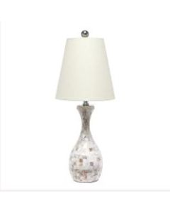 Lalia Home Malibu Curved Mosaic Seashell Table Lamp, 25inH, Cream Shade/Chrome Base