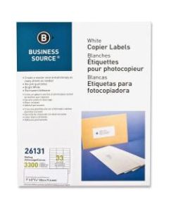 Business Source Bright White Copier Labels - 1in x 2 3/4in Length - Rectangle - White - 33 / Sheet - 3300 / Pack