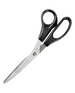 Business Source Stainless Steel Scissors - 8in Overall Length - Bent-right - Stainless Steel - Black - 1 Each
