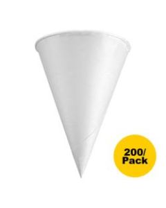 Konie Rolled Rim Paper Cone Cups - 4 fl oz - Cone - 200 / Pack - White - Wax Paper - Cold Drink, Beverage