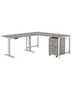 Bush Business Furniture 400 Series 72inW L-Shaped Adjustable Desk With Storage, Platinum Gray, Standard Delivery