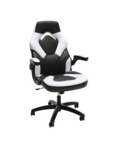 OFM Essentials Racing-Style Bonded Leather Gaming Chair, White/Black