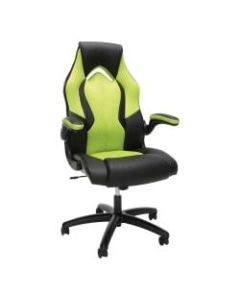 OFM Essentials Racing-Style Bonded Leather Gaming Chair, Green/Black