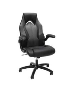 OFM Essentials Racing-Style Bonded Leather Gaming Chair, Gray/Black