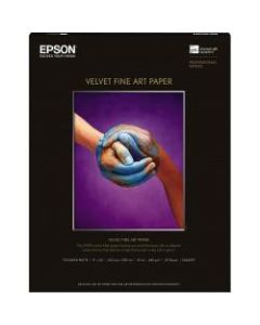 Epson 17in x 22in Velvet Fine Art Paper For Inkjet Printers, 25 Sheets