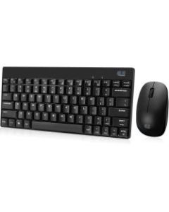 Adesso WKB-1100CB - Wireless Spill Resistant Mini Keyboard & Mouse Combo - USB Membrane Wireless RF Keyboard - 79 Key - English (US) - Black