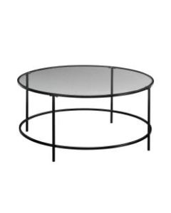 Sauder Harvey Park Round Coffee Table, 16-1/2inH x 36inW x 36inD, Black/Clear