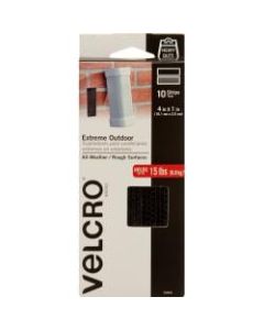 VELCRO Brand Extreme Outdoor Fasteners, 4in x 1in Strips, Black, 10ct - Mighty connections. Even on rough surfaces. Holds up to 1lb per square inch up to 15lbs.