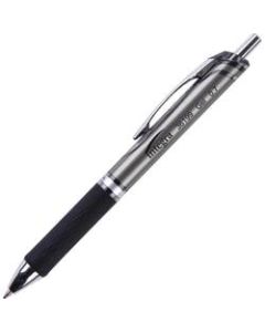Integra Retractable Gel Ink Pens, Medium Point, 0.7 mm, Silver Barrel, Black Ink, Pack Of 12 Pens