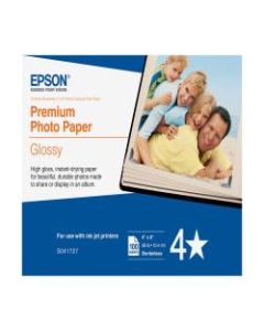 Epson Premium Glossy Photo Paper, 4in x 6in, Pack Of 100 Sheets (S041727)