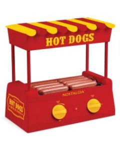 Nostalgia Electrics Hot Dog Roller And Bun Warmer, 8 Hot Dog/6 Bun Capacity, Red/Yellow