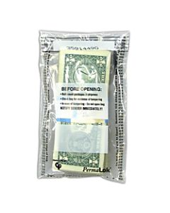 PermaLOK Tamper Evident Strap Bags, 4 1/2in x 7 3/4in, Clear, 1 Strap Bag, 1,000 Per Carton